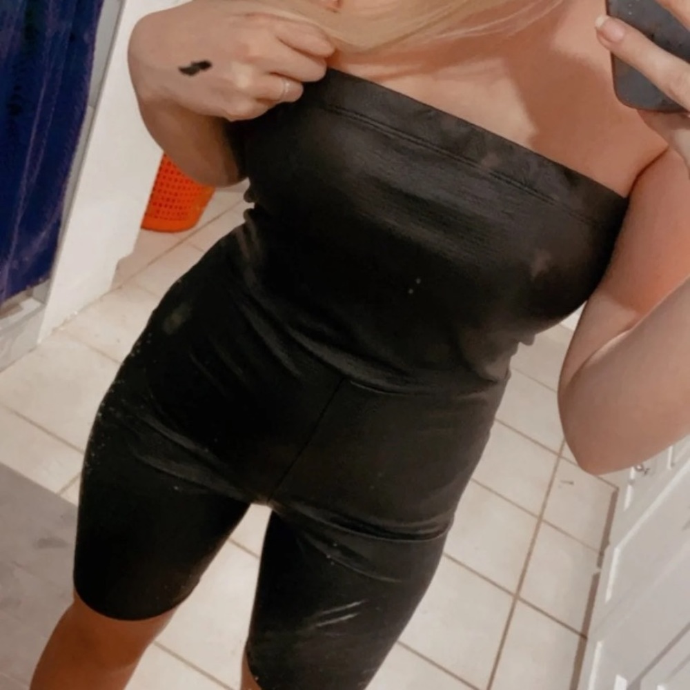 New faux leather romper